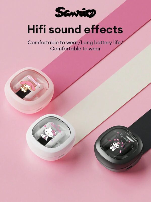 Sanrio Écouteurs Bluetooth SAANRIO KUROMI BL51, intra-auriculaires, son stéréo surround HIFI de haute qualité, microphone HD 5,3, réduction intelligente du bruit, musique et jeux, faible latence, longue durée de vie de la batterie, port confortable avec réduction passive du bruit, écouteurs sans fil – Image 4