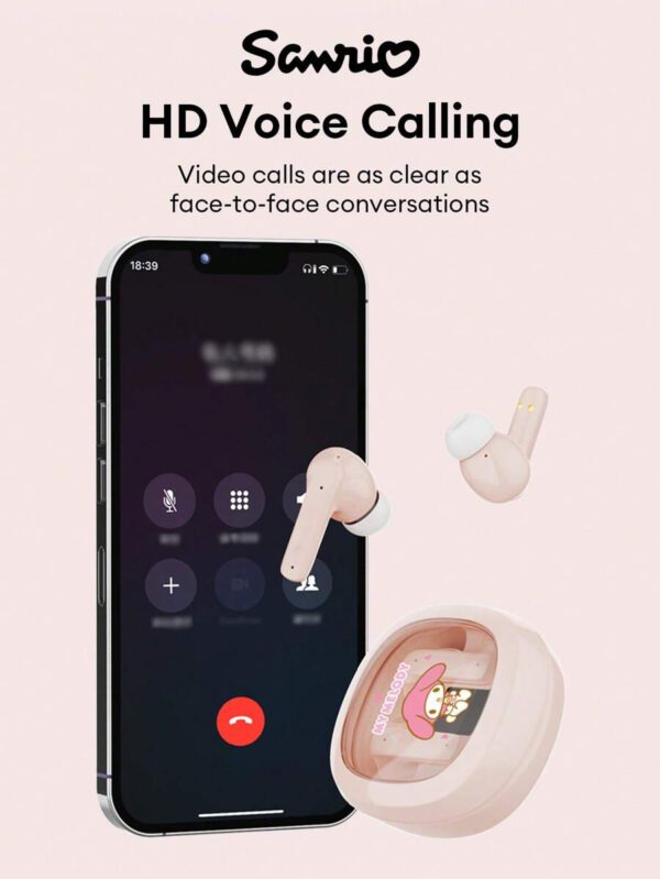 Sanrio Écouteurs Bluetooth SAANRIO KUROMI BL51, intra-auriculaires, son stéréo surround HIFI de haute qualité, microphone HD 5,3, réduction intelligente du bruit, musique et jeux, faible latence, longue durée de vie de la batterie, port confortable avec réduction passive du bruit, écouteurs sans fil – Image 6