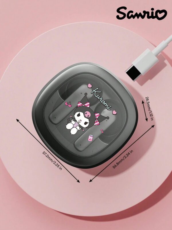 Sanrio Écouteurs Bluetooth SAANRIO KUROMI BL51, intra-auriculaires, son stéréo surround HIFI de haute qualité, microphone HD 5,3, réduction intelligente du bruit, musique et jeux, faible latence, longue durée de vie de la batterie, port confortable avec réduction passive du bruit, écouteurs sans fil – Image 9