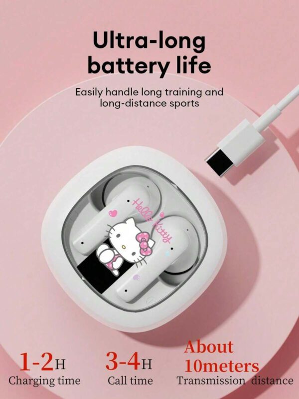 Sanrio Écouteurs Bluetooth SAANRIO KUROMI BL51, intra-auriculaires, son stéréo surround HIFI de haute qualité, microphone HD 5,3, réduction intelligente du bruit, musique et jeux, faible latence, longue durée de vie de la batterie, port confortable avec réduction passive du bruit, écouteurs sans fil – Image 16