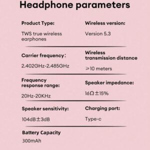 Sanrio Écouteurs Bluetooth SAANRIO KUROMI BL51, intra-auriculaires, son stéréo surround HIFI de haute qualité, microphone HD 5,3, réduction intelligente du bruit, musique et jeux, faible latence, longue durée de vie de la batterie, port confortable avec réduction passive du bruit, écouteurs sans fil