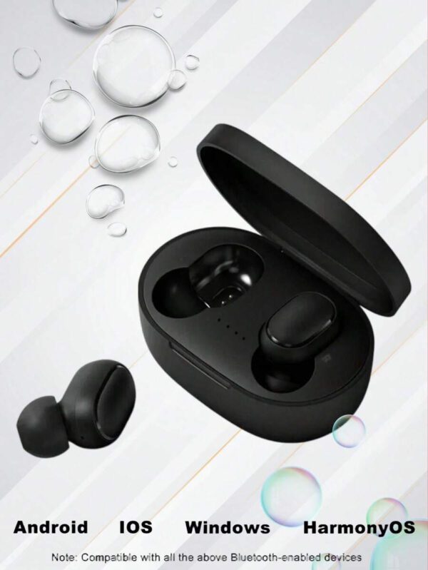 Écouteurs sans fil, style affaires noir, écouteurs sans fil intra-auriculaires avec boîtier de charge, sans câble, micro capacitif, annulation du bruit, contrôle du volume, pour utilisation téléphonique. Mini écouteurs de musique sans fil – Image 4
