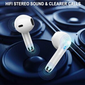 Écouteurs sans fil, écouteurs Bluetooth 5.3 avec affichage de puissance LED, casque stéréo basse, écouteurs intra-auriculaires avec réduction de bruit et microphone, 40h de lecture, étui de transport mini étanche IP7 pour activités sportives, pour Android, iOS, Apple iPhone, iPad, ordinateurs portables, cadeaux pour la famille, les amis, les enfants, Halloween, automne