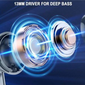 Écouteurs sans fil, écouteurs Bluetooth 5.3 avec affichage de puissance LED, casque stéréo basse, écouteurs intra-auriculaires avec réduction de bruit et microphone, 40h de lecture, étui de transport mini étanche IP7 pour activités sportives, pour Android, iOS, Apple iPhone, iPad, ordinateurs portables, cadeaux pour la famille, les amis, les enfants, Halloween, automne