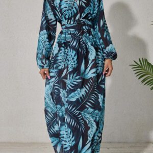 Swim Lushoire Kimono ample casual d'été imprimé de feuilles tropicales multicolores pour femmes, printemps/été