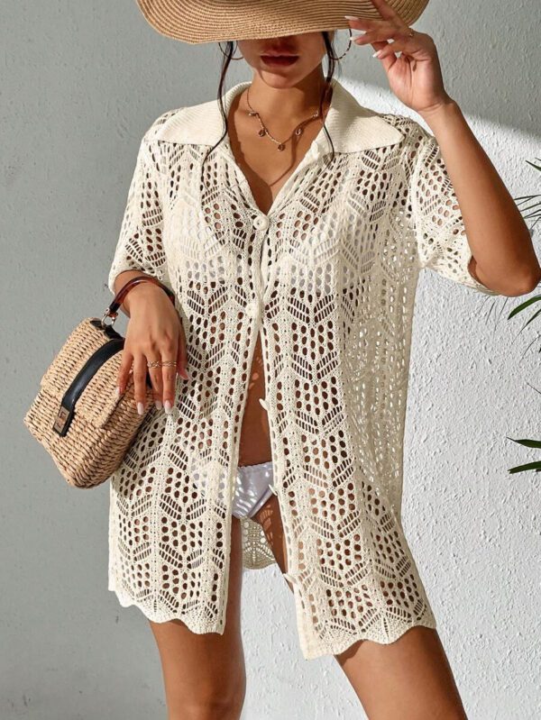 SHEIN Swim Kimono Ajouré À Bouton – Image 2