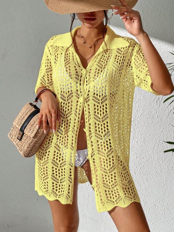 SHEIN Swim Kimono Ajouré À Bouton – Image 22