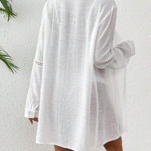 Swim Vcay Femmes Kimono de cache-maillot unie à manches longues avec boutonnage simple, décontracté