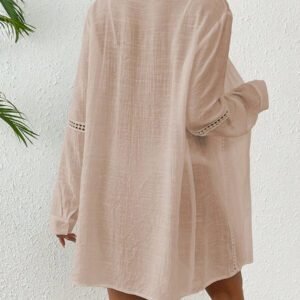 Swim Vcay Femmes Kimono de cache-maillot unie à manches longues avec boutonnage simple, décontracté