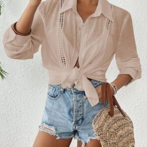 Swim Vcay Femmes Kimono de cache-maillot unie à manches longues avec boutonnage simple, décontracté