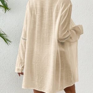 Swim Vcay Femmes Kimono de cache-maillot unie à manches longues avec boutonnage simple, décontracté