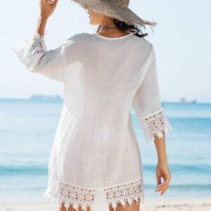 Swim Vcay Kimono couvrant unicolore semi-transparent pour femmes