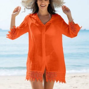 Swim Vcay Kimono couvrant unicolore semi-transparent pour femmes