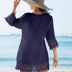 Swim Vcay Kimono couvrant unicolore semi-transparent pour femmes