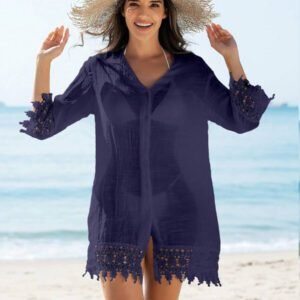 Swim Vcay Kimono couvrant unicolore semi-transparent pour femmes