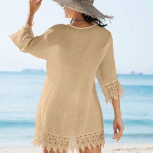 Swim Vcay Kimono couvrant unicolore semi-transparent pour femmes