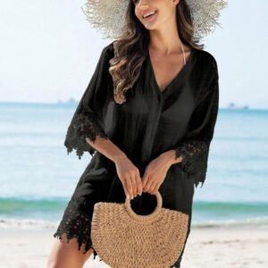 Swim Vcay Kimono couvrant unicolore semi-transparent pour femmes