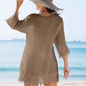 Swim Vcay Kimono couvrant unicolore semi-transparent pour femmes
