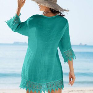 Swim Vcay Kimono couvrant unicolore semi-transparent pour femmes
