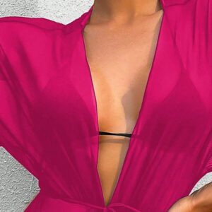 SHEIN Swim Kimono couvrant décontracté à manches courtes et couleur unie pour femmes