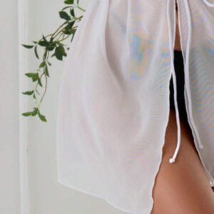 SHEIN Swim Kimono couvrant décontracté à manches courtes et couleur unie pour femmes