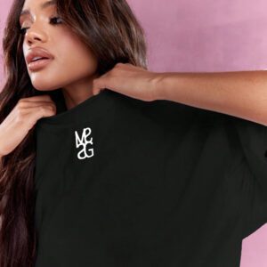 MISSGUIDED T-shirt surdimensionné à col rond et logo brodé