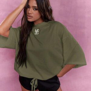 MISSGUIDED T-shirt surdimensionné à col rond et logo brodé
