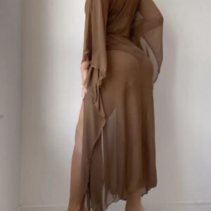 SHEIN Swim Kimono à ourlet ondulé ceinturé sans bikini