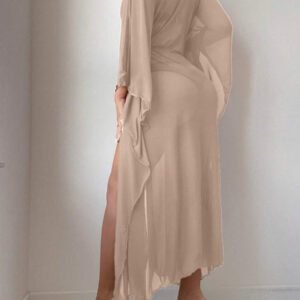 SHEIN Swim Kimono à ourlet ondulé ceinturé sans bikini