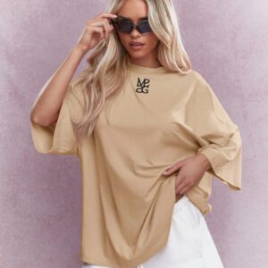 MISSGUIDED T-shirt surdimensionné à col rond et logo brodé