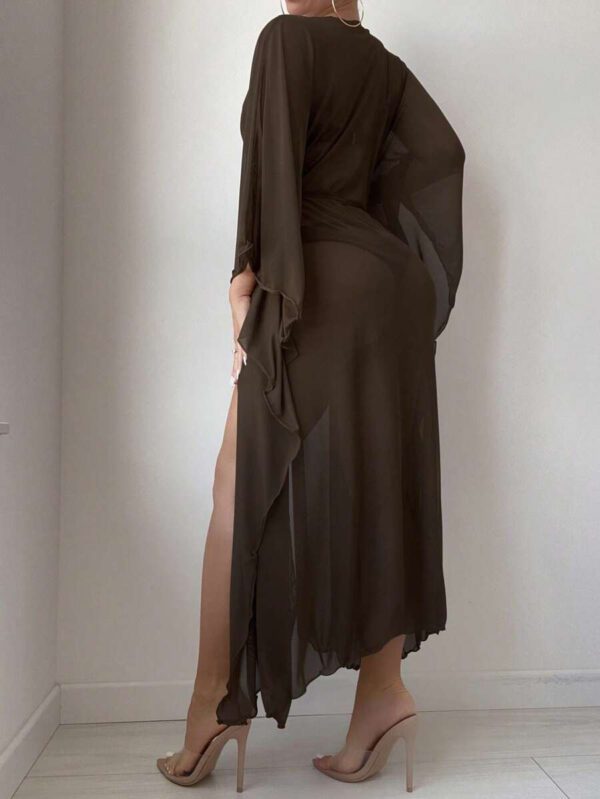 SHEIN Swim Kimono à ourlet ondulé ceinturé sans bikini – Image 17