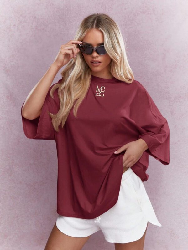 MISSGUIDED T-shirt surdimensionné à col rond et logo brodé – Image 47