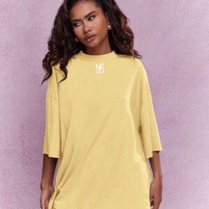MISSGUIDED T-shirt surdimensionné à col rond et logo brodé