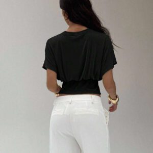 Aloruh Top de t-shirt tricoté avec fil métallique élégant pour le déplacement