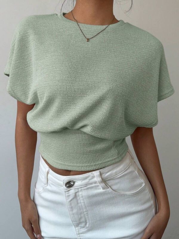Aloruh T-shirt décontracté simple et à manches courtes de couleur unie pour femmes – Image 35