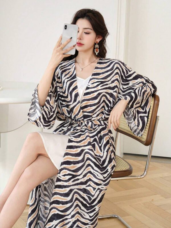 DAZY Kimono à imprimé géométrique ouvert à l'avant, tenues d'été pour femme à la plage – Image 14