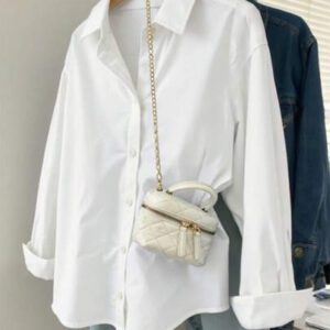 INAWLY Chemise à manches longues ample et décontractée pour femme, minimaliste et polyvalente pour une utilisation quotidienne
