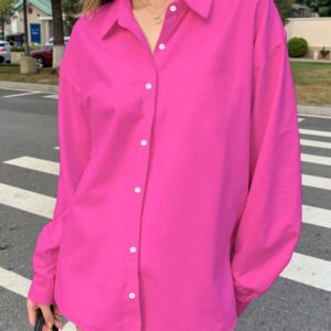 INAWLY Chemise à manches longues ample et décontractée pour femme, minimaliste et polyvalente pour une utilisation quotidienne