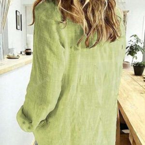 Chemise décorée de boutons unicolore, chemise col chemisier à manches longues élégante