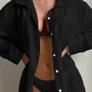 SHEIN Swim Basics Cardigan Kimono À Épaules Tombantes Couleur Unie