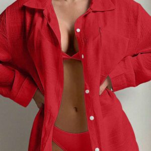 SHEIN Swim Basics Cardigan Kimono À Épaules Tombantes Couleur Unie