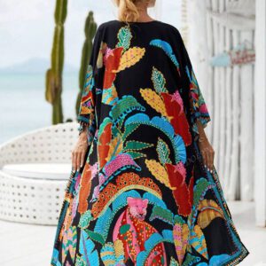 Robe de chambre kimono à imprimé tropical pour les vacances d'été