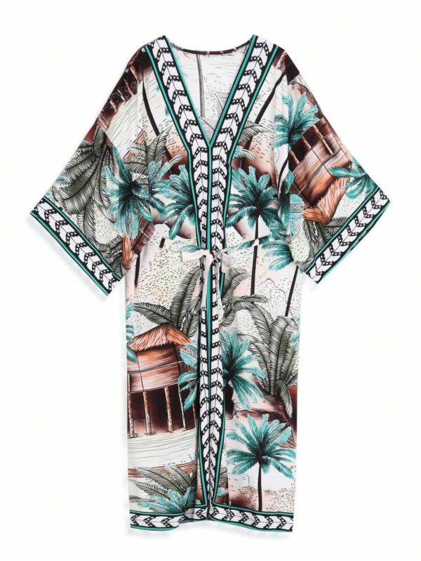 Robe de chambre kimono à imprimé tropical pour les vacances d'été – Image 8