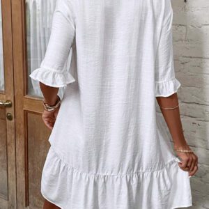 EMERY ROSE Kimono d'été avec manches à volants, ourlet à volants et boutons devant