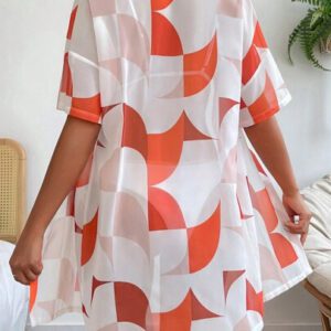 Kimono à imprimé géométrique avec épaules tombantes, pour les vacances d'été à la plage