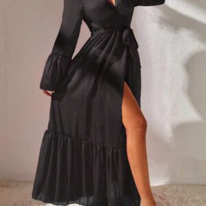 SHEIN Swim Kimono Manches Évasées À Volants Ceinturé