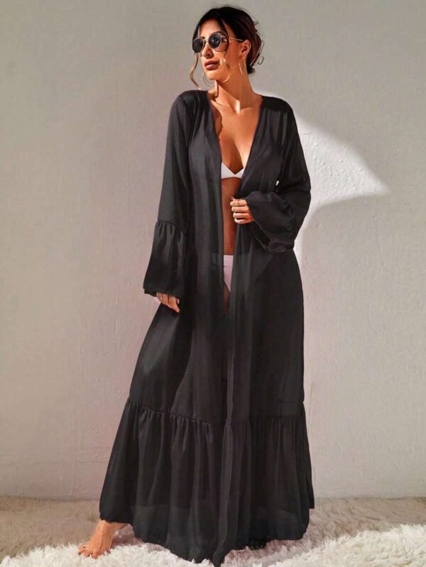 SHEIN Swim Kimono Manches Évasées À Volants Ceinturé – Image 7