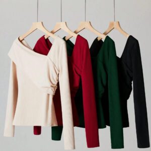 BizChic Été 2025 Nouveau T-shirt décontracté ajusté asymétrique pour femmes, convient pour le travail, les déplacements quotidiens, les tenues élégantes de villégiature, les invités de mariage, les festivals de musique, les brunchs, les voyages en aéroport, le style vintage des années 90