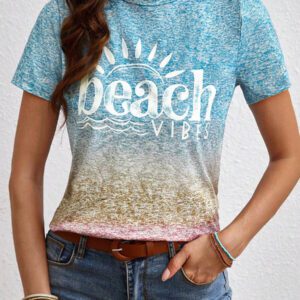 EMERY ROSE T-shirt col rond casual à imprimé vache, à manches courtes, polyvalent pour l'été