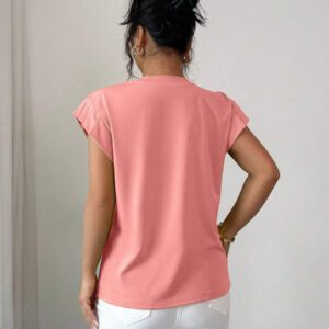 Elenzga T-shirt d'été et d'automne pour femmes avec fleurs 3D contrastées mignonnes